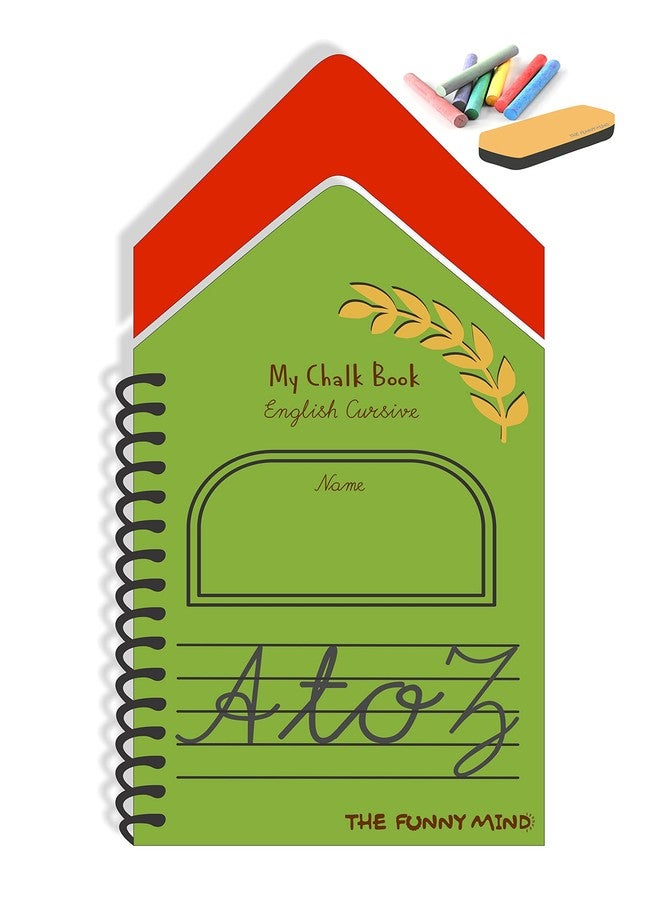 The Funny Mind Hut Shape Wooden A to Z Capital Cursive Letters Reusable Chalk Book for Preschool, Early Learners, and Montessori Kids, Tracing Slate, Cursive Writing Practice Book for Beginners - Image 3